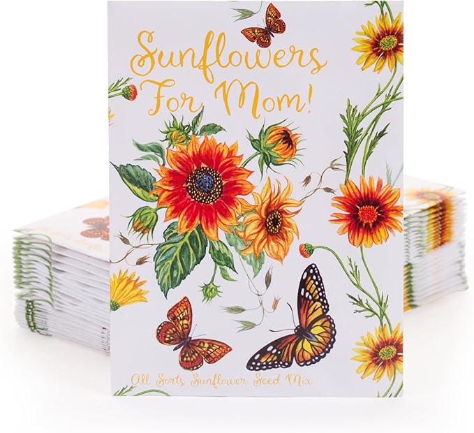 25 Sunflowers for Mom - Happy Mothers Day - Sunflower Seed Packets