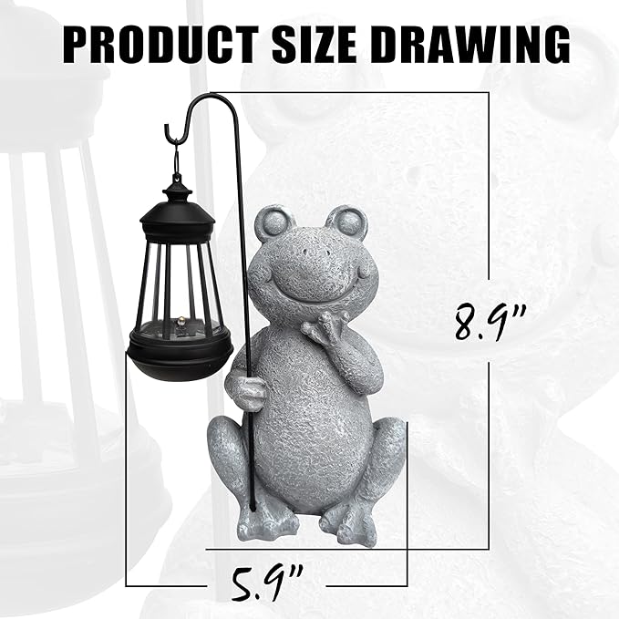 Frog Solar Garden Statues,Resin Frog Figurine Decorations with Solar Lights Lantern, Outdoor Frog Garden Decor Art for Lawn,Yard, Unique Housewarming Gift for Garden Home