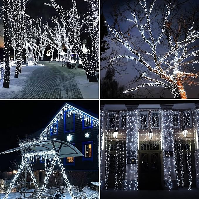 Solar String Lights Outdoor, 2 Pack 200 Led Solar Fairy Lights for Outside Waterproof 145ft Cool White Solar Lights 8 Lighting Mode Solar String Lights for Outside,Garden,Courtyards,Trees