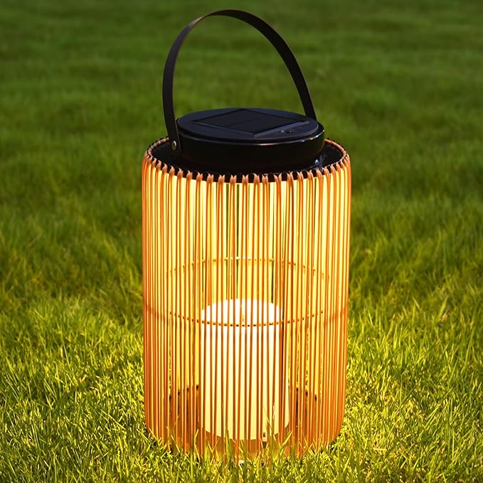 Solar Lanterns for Outdoor Waterproof, ZBLUXBZ Outdoor Table Lamp for Outside Hanging Solar Lights, LED Garden Cordless Lights Perfect for Patio and Pathway Lighting (11-inch Height, Yellow)
