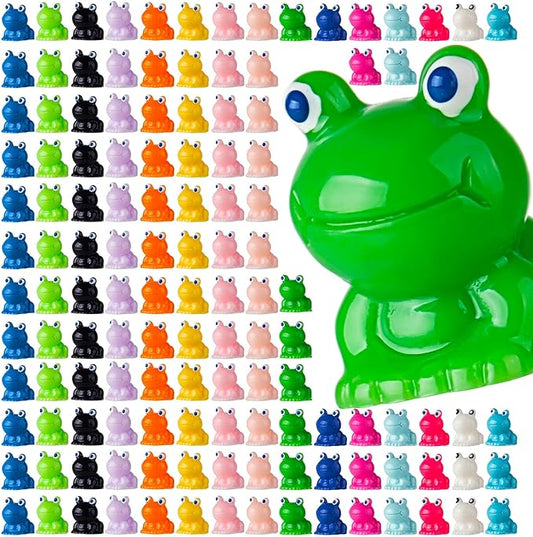 180Pcs Mini Resin Frog Garden Decor Cute Green Figurines Miniature Tiny Frogs Fairy Animals Moss DIY Charms Landscape Aquarium Dollhouse Birthday Gift Party School Ornament Potted Plant Toy