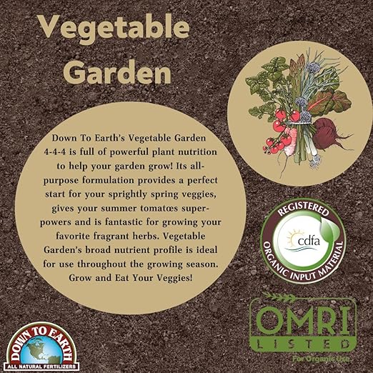 Down To Earth All Natural Fertilizers Organic Vegetable Garden Mix 4-4-4, 15 lb