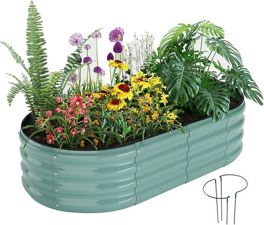 Metal Planter Garden Flower Bed Raised Beds for Gardening Galvanized 4x2x1ft Galvanized Garden Bed