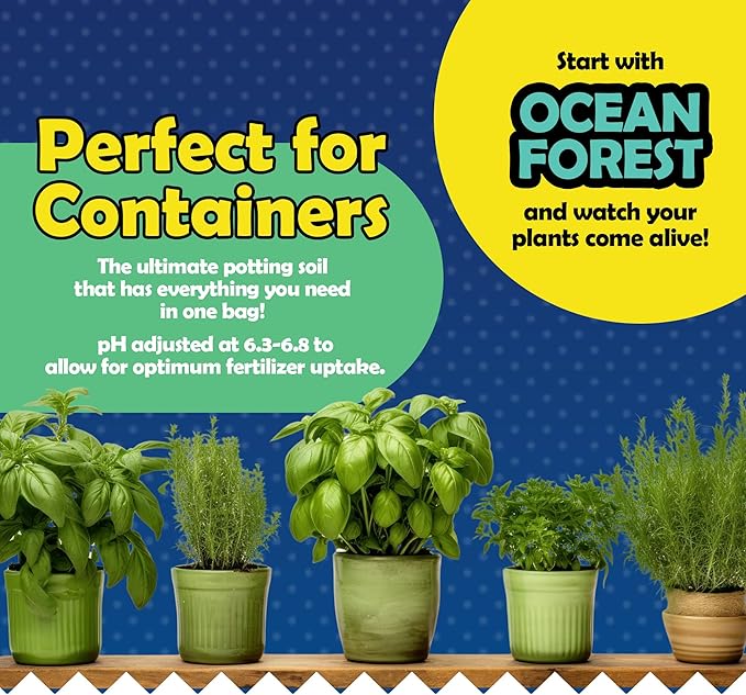 Ocean Forest Garden Potting Soil Blend, Mix for Containerized Plants, Flowers, and Vegetables, 12qt