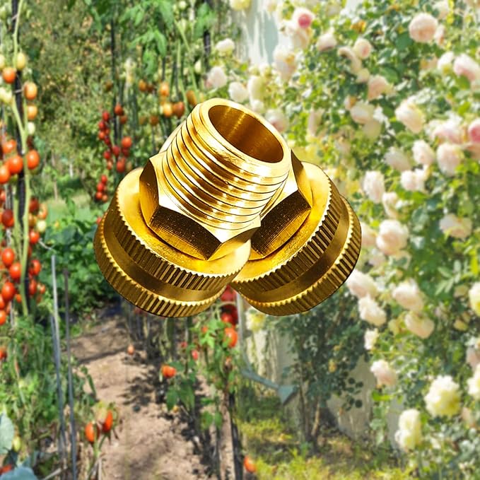 YOUHO Garden Hose Adapter Brass 3/4” GHT Female x 1/2” NPT Male Connector, GHT to NPT Adapter Brass Fitting, Garden Hose to Pipe Fittings Connect, Garden Pipe Joint Extension Repair Fitting