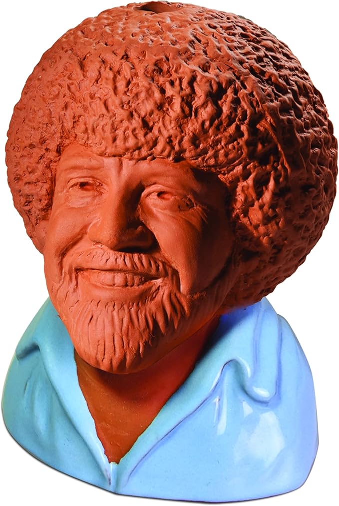Chia Pet Bob Ross - Blue Shirt - with Seed Pack, Decorative Pottery Planter, Easy to Do and Fun to Grow, Novelty Gift, Perfect for Any Occasion