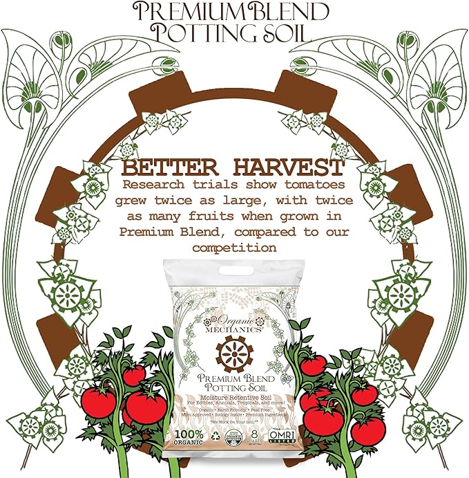 Premium Blend Potting Soil, 8 Quarts (Pack of 2) – Moisture Retentive with Compost, Aged Pine Bark, Worm Castings, and Perlite for Containers, Transplanting & More – Peat-Free