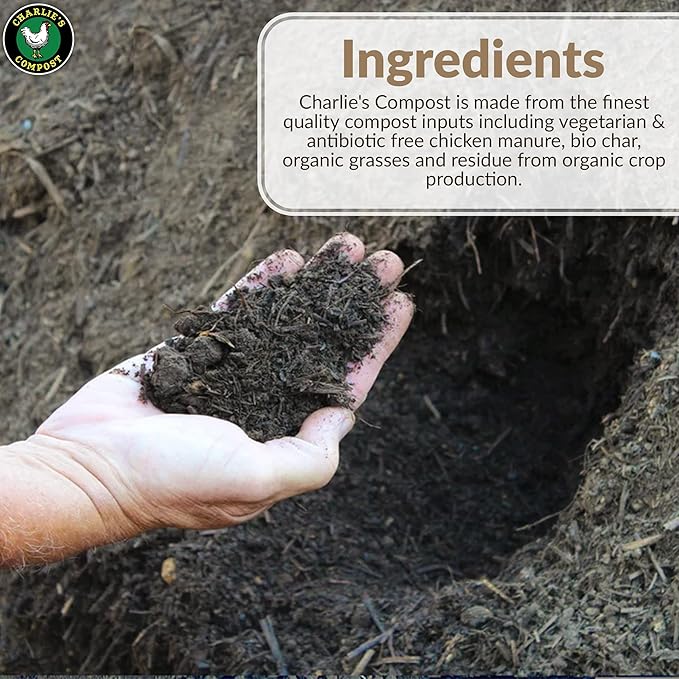 Charlie's Compost - Organic Fertilizer for Home Gardens, Raised Beds, Containers, Natural Soil Amendment with Biochar 10lb