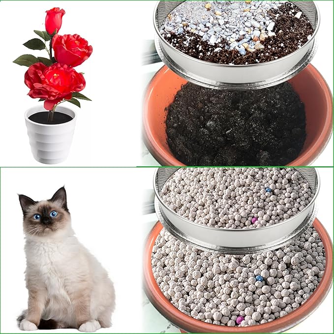 2 Pack 12" Soil Sifter 1/4" Rock Dirt Sifter Sand Sifter Stainsteel Steel Compost Sifter Soil Sifter Sieve for Gardening (6mm)