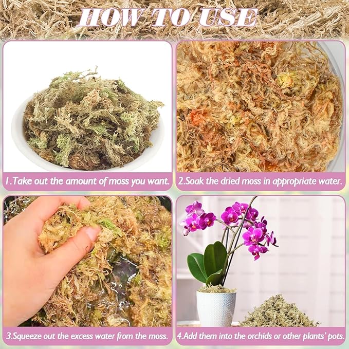 Halatool 2.2LBS Natural Sphagnum Moss for Plants 40 QT Premium Peat Moss Dried Long Fiber Orchid Moss for Orchid Repotting Carnivorous Succulents Garden Flowers Crafts Terrarium and Reptiles