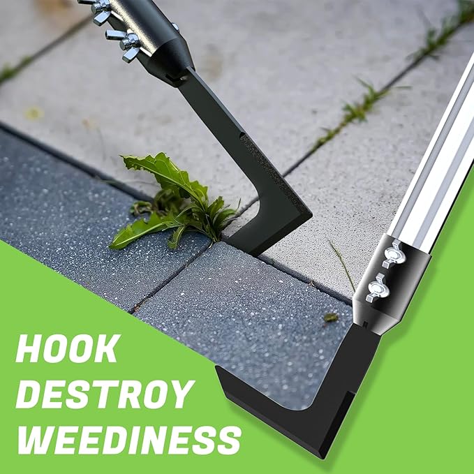 Crack Weeder Tool Set, Manual Stainless Steel Crevice Weeding Tool with Adjustable Handle for Moss & Weed Removal in Driveways, Patios, Pavers, Garden Cracks