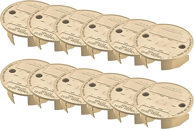 Underhill Sprinkler Valve Round Box Lid, VersaLid 6 Inch to 7 Inch Universal Cover for Automatic Irrigation System, Tan, VL-6T-24, 24 Pack