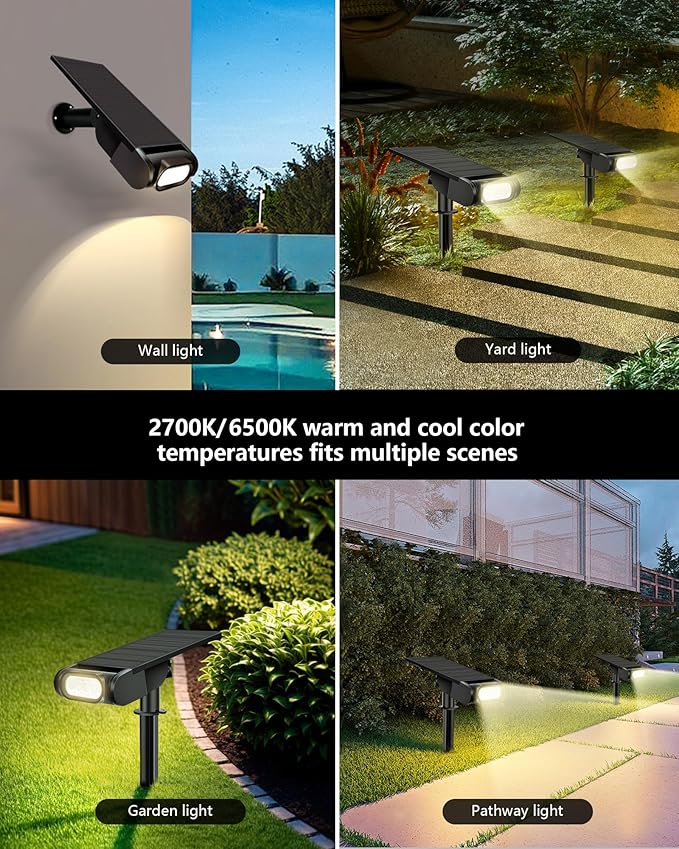 Solar Spot Lights Outdoor Waterproof IP67, RGB Landscape Lighting with Remote & Timer, Color Changing Solar Uplights Outdoor for Trees, Garden, Yard, and Pathway (4 Pack)