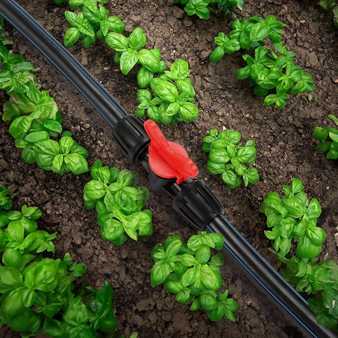 12 Pieces 1/2 Inch Drip Irrigation Valve Fittings, 1/2'' Barbed Shut Off Valve for 1/2 Inch Irrigation Tubing (1/2" ID x 0.640" OD) Anti-leak Straight Irrigation Parts for Garden System