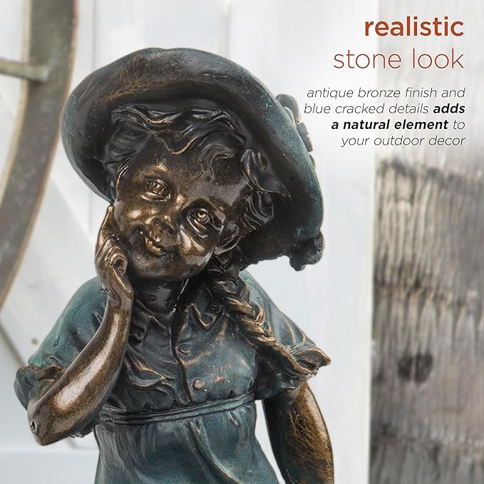 Alpine Corporation 14" Tall Indoor/Outdoor Girl and Boy Playing on Teeter Totter Statue Yard Art Decoration