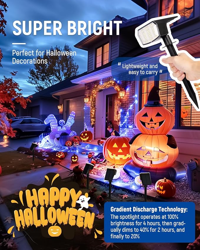 Solar Spot Lights Outdoor Waterproof 10 Pack IP65, 63 LED 3 Lighting Modes Spotlights for Yard Garden House Garage Pathway