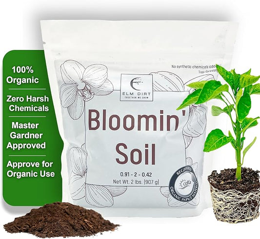 Elm Dirt Premium Bloom Soil for all Plants - 100% Organic Plant Soil for Outdoor Plants & Indoor Plant Soil | Soil Enhancer for Plant Growth & Healthy Nutrients - Big Bloom Plant Soil Activator, 2 lbs