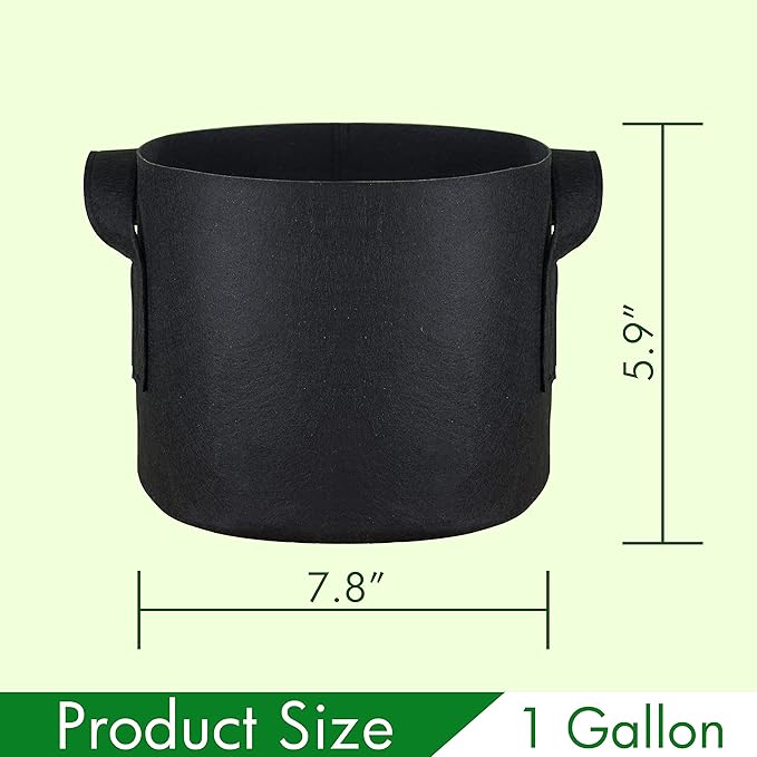 PHYEX 12-Pack 1 Gallon Nonwoven Grow Bags, Heavy Duty Aeration Fabric Pots with Durable Handles, Come with 12 Pcs Plant Labels