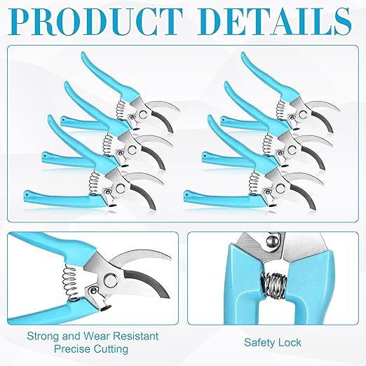 Chumia 30 Garden Flower Shears Pruning Scissors Heavy Duty Plant Scissors Trimming Garden Clippers Hand Tree Pruner for Yard Gardening Plants Hedge Flower Tree Cutting Secateurs (Blue)