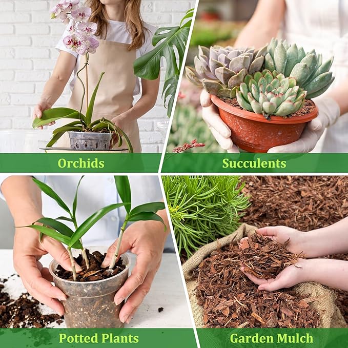 Legigo 4 Quarts Organic Orchid Potting Bark- All Natural Orchid Bark Potting Mix Pine Bark Wood Chips for Houseplant Mulch, Orchid Plants Root Development