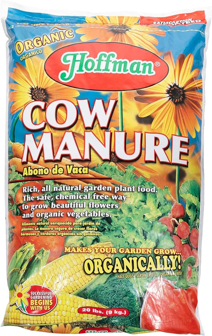Hoffman Organic Cow Manure Vegetable and Flower Garden Fertilizer, 1-1-1 Formulation, 20lbs