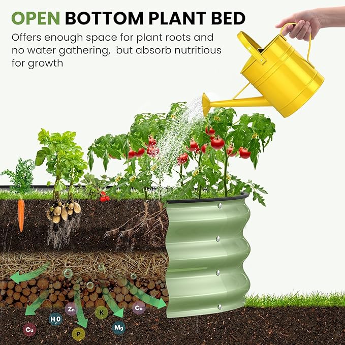 2pcs 2x2x1 FT Galvanized Raised Garden Bed Kit, Round Raised Garden Beds Outdoor Raised Beds for Gardening, Planter Boxs for Vegetables Flower Herb(Pearl White & Sage Green)