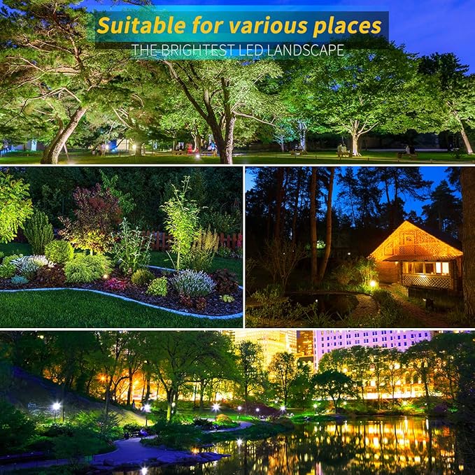 LED Landscape Lights,5W 120V AC Outdoor Pathway Garden Yard Spotlight,IP65 Waterproof Garden Flood Light,Outdoor Spotlight with Stake,UL Cord 5-ft with Plug (Pack of 4, Daylight White)