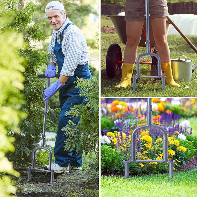 Manual Lawn Coring Aerator Tool, Plug Coring for Compacted Soils, Grass Aerators for Small Yards, Gardening Hand Tools, Aerator Lawn Tool for Loosen Soils -37 Inches（Black）