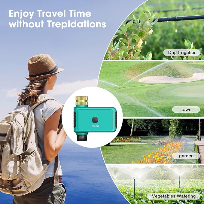 Smart Water Timer with WiFi Hub for Outdoor Watering, Automate Irrigation System Controller for Lawn, Garden, & Yard Care Green-Brass Inlet & Plastics Outlet (1-Outlet)