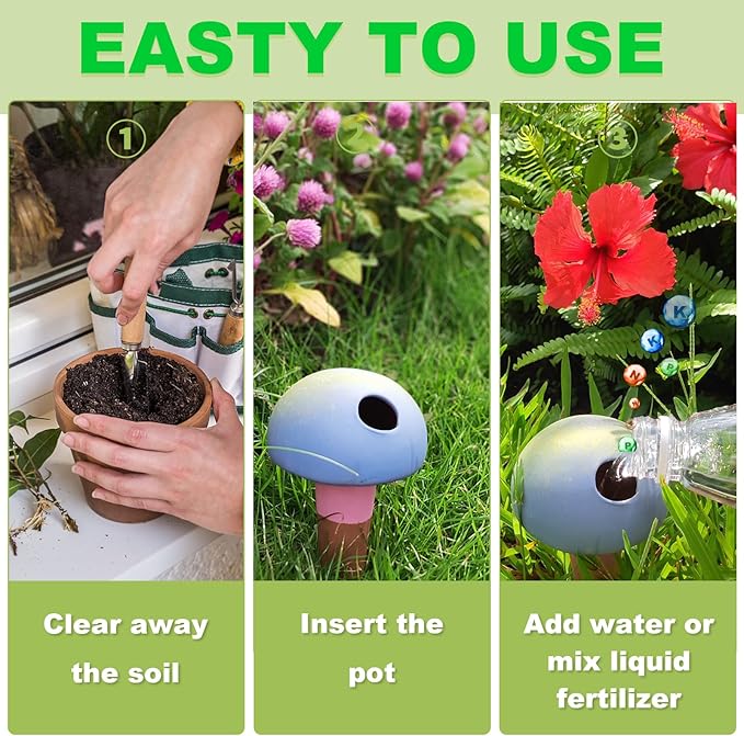 Self Watering Planter Insert Terracotta Watering Spikes Premium Plant Watering Devices Irrigation Dripper Self Watering Spikes Automatic Plant Accessories 4 Packs