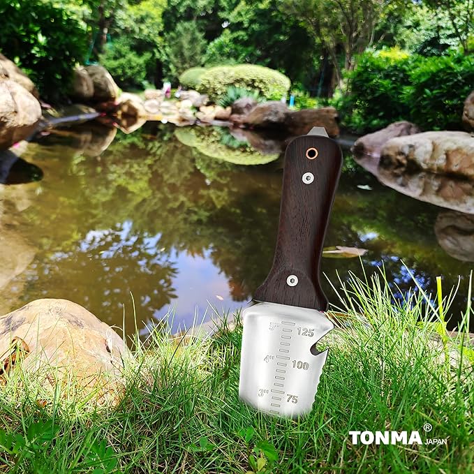 Hori Hori Garden Knife [Made in Japan] Heavy Duty Stainless Steel Japanese Hori Knife with Sheath Garden Tools, Natural Wenge Wood Handle, Full Tang