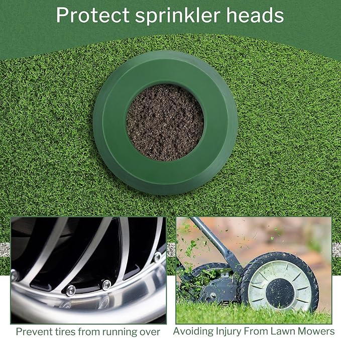 Yaomiao 6.3 Inch Sprinkler Head Protector Plastic Sprinkler Spray Guard Doughnut Green Nylon Sprinkler Guards, Reduce Sprinkler System Damage from Cars and Lawn Mowers, for Use on Rotary Type (4 Pcs)