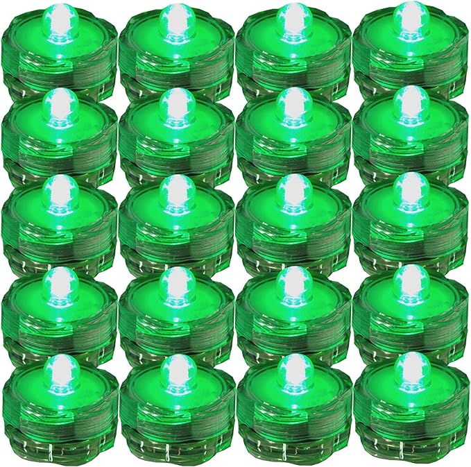 Bright LED Floral Tea Light Vase Submersible Lights for Party Wedding (Green, 30 Pack)