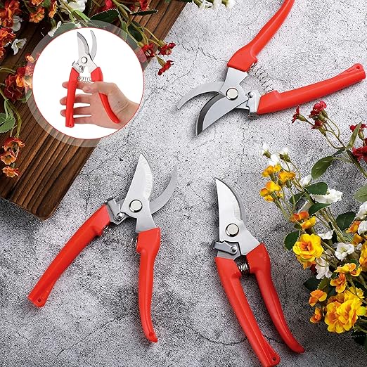 Chumia 30 Garden Flower Shears Pruning Scissors Heavy Duty Plant Scissors Trimming Garden Clippers Hand Tree Pruner for Yard Gardening Plants Hedge Flower Tree Cutting Secateurs (Orange)
