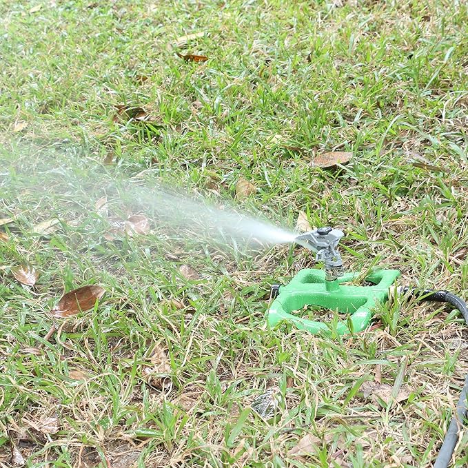 STYDDI Deluxe Pulsating Impact Sprinkler with Heavy Duty Metal Base, Pro Metal Adjustable Circular Water Sprinkler for Medium to Large Lawn, Yard, Garden and Large Areas, Coverage up to 6,360 Sq. ft