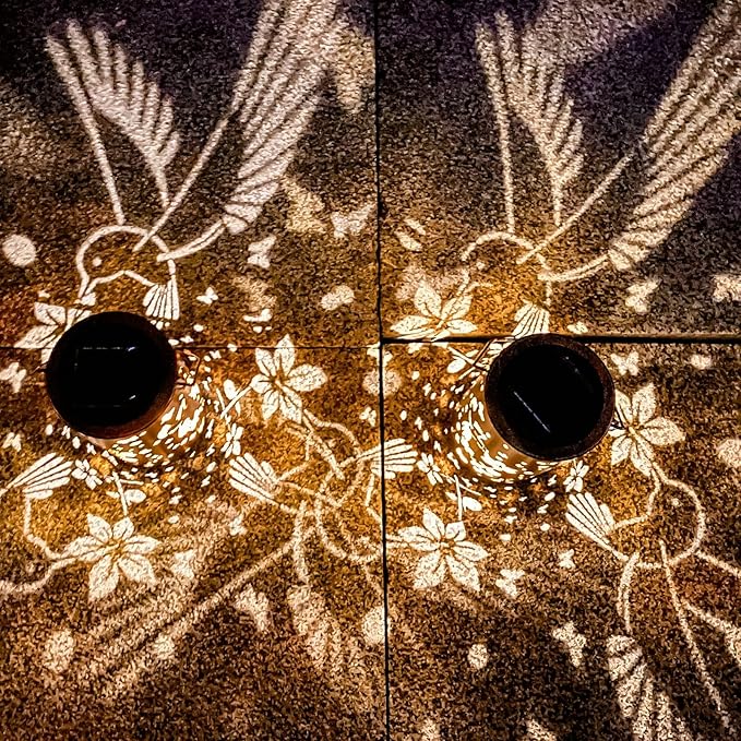 Mothers Day Gifts, Solar Lanterns Outdoor Hanging, Hummingbird Hollowed-Out Metal Waterproof LED Garden Decor Light for Patio Yard Pathway Lawn Front Porch, Birthday Gifts for Women Mom Grandma