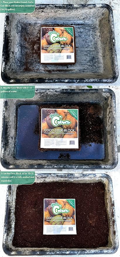 Hydro Crunch CB801 Coco Coir 2.5 Cubic Ft Block of Soiless Growing Media, Brown