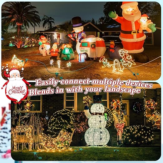 Feekoon 40 FT Extension Cord Splitter with Timer and 3 Outlet Plug, 16awg SJTW Outdoor Extension Cord with Multi Outlet Safety Cover for Holiday Lights Garden Patio Christmas Outdoor Decorations