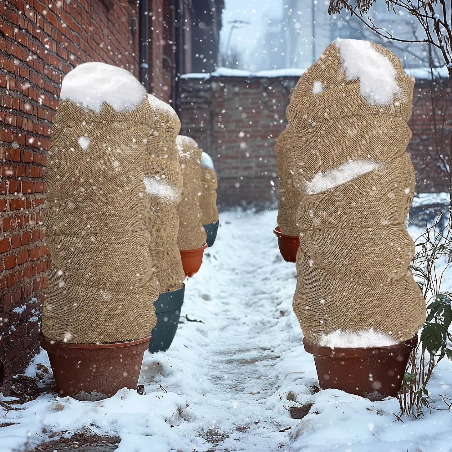 ANPHSIN 40ftx40in Natrual Burlap Plant Covers Freeze Protection - Winter Frost Plant Blankets, Frost Cloth Tree Wrap for Outdoor Bushes Trees Potted Plants Cold Weather