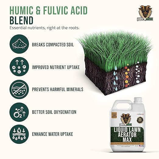 PetraMax Liquid Aeration for Lawn with Humic & Fulvic Acid Biostimulants, Liquid Aerator, Liquid Aerator, Soft Soil Liquid Aerator, Lawn Aeration, Soil Loosener, Soil Aerator, 40,000 sq ft (32 Oz)