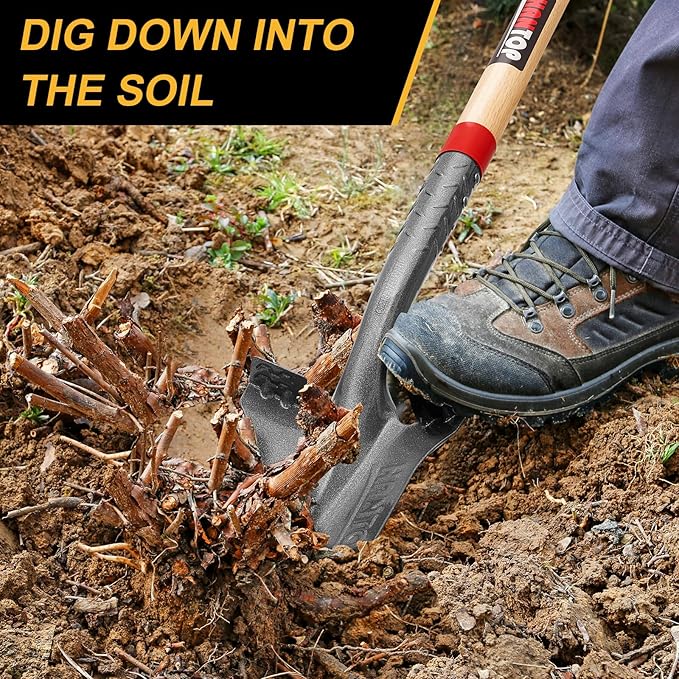 Drain Spade Shovel Digging Spade Trenching Shovel Serrated Shovel Transplanting Spade for Garden Outdoor,44 inches