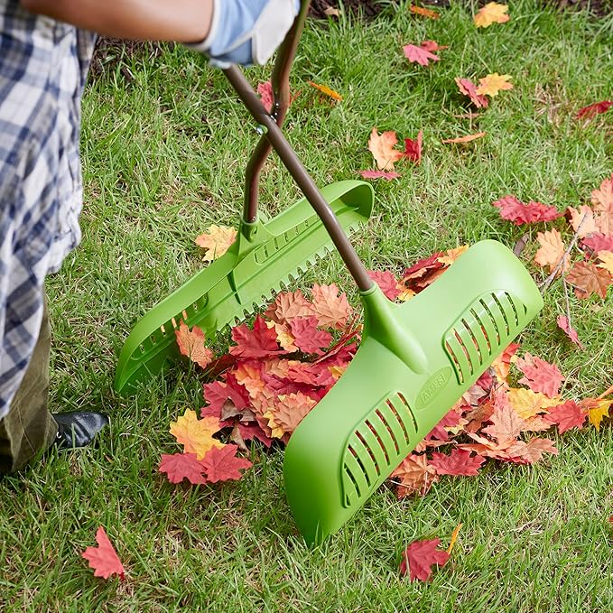 AMES Leaf Grabber Rake with Long Handle & Cushioned Grip for Leaves, Lawn Clippings, Twigs, Yard Waste