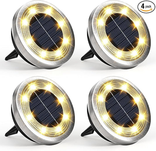SOLPEX 4 Pack Solar Ground Lights Outdoor Waterproof, Solar Powered Pathway Lights, Landscape Lighting for Garden Walkway Driveway Backyard Decor (Warm White)