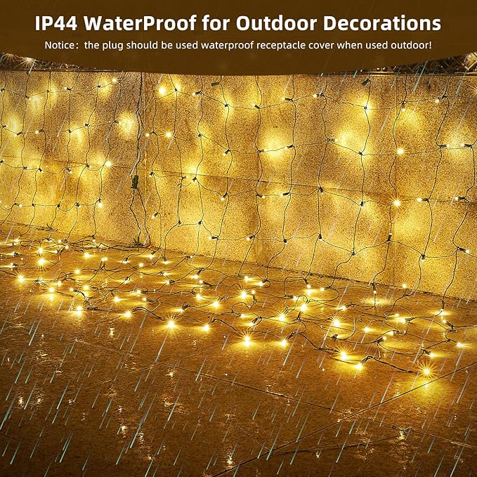 Led Net Lights Christmas Lights Outdoor Christmas Net Lighting with 121Led Mini Globe Lights 5ftx5ft, Outdoor Indoor Fairy Mesh Net Lights for Christmas Trees, Bushes, Shrubs Decorations(WarmWhite)