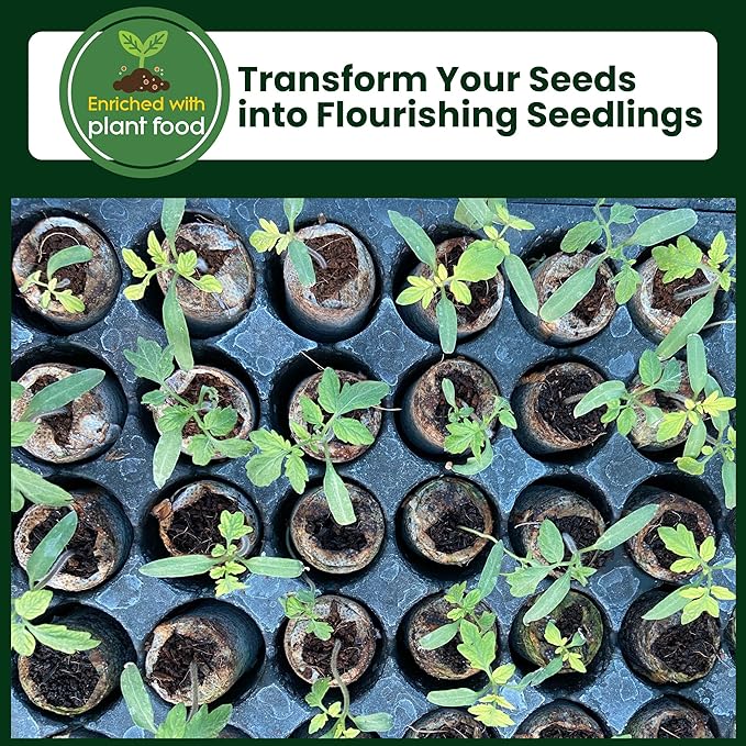 Gro-Med Organic Coco Coir Seed Starter Pellets NPK Enriched 50 Pcs, 35mm Perfect to Grow Herbs, Vegetables, Flowers,Fruits Seedlings, Compressed Coconut Coir Soil Plugs - Easy to Transplant in Pot