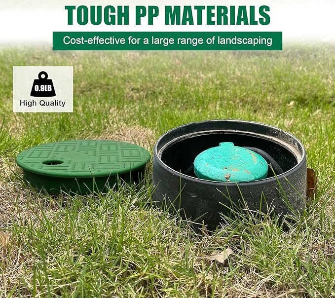 24 Sets Durable PP Valve Boxes-Anti Slip 6 in Sprinkler Valve Box,Plastic Round Irrigation Valve Box for Garden Yard Outdoor Lawn Grassland Ground Farm, Green&Black Water Meter Box