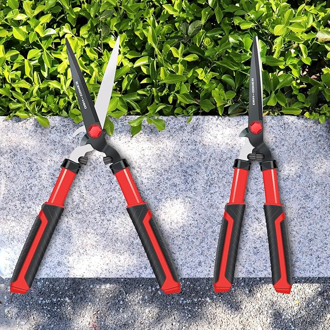 Garden Hedge Shear with Bypass Shear,Garden Hedge Trimmer with Shock Absorbing Cushion,Hedge Clipper for Trimming Border,Bush
