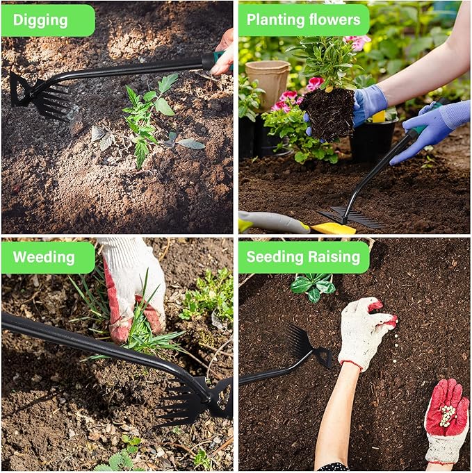 3 Pcs Weed Puller Tool Gardening Hand Weeder Tools, 5/6/11 Teeth Portable Weeder Tool Weeding Tool Dual Purpose Weed Puller, for Yard Farm Garden Cultivating Weeding Planting