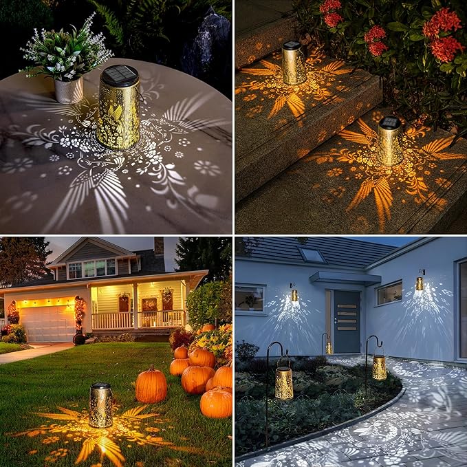 Hummingbird Outdoor Solar Lights for Yard, Hanging Solar Lanterns Outdoor Waterproof, Garden Decor Christmas Gifts for Mom Women Grandma, Hanging Decoration Outside for Yard, Patio, Porch, Lawn