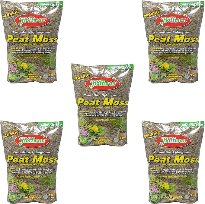 Hoffman 15503 Canadian Sphagnum Peat Moss, 10 Quarts (5-Pack)